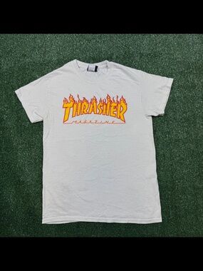 Thrasher Magazine Graphic T Shirt Men's Size S White Short Sleeve Skateboarding